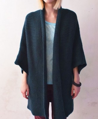 Long Green Knitted Poncho